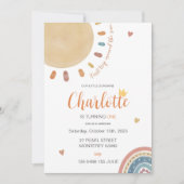 ボーホー ファースト トリップ アラウンド ザ サン 1歳の誕生日パーティー 招待状 (正面)