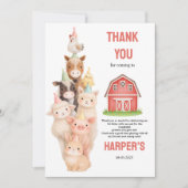 ボーホー ファーム アニマル 1歳の誕生日 | ラスティック バーンヤード サンキューカード (正面)