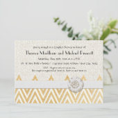 ボーホー フェイク バーリアッペとレースのシェブロン モダンでおしゃれなスタイル 招待状 (スタンド正面)