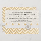 ボーホー フェイク バーリアッペとレースのシェブロン モダンでおしゃれなスタイル 招待状 (正面/裏面)