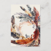 ボーホー フェザーズ フォール リース カリグラフィー ウェディング エンクロージャーカード (裏面)