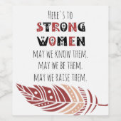 ボーホー フェザー強い女性の名言 トライバル フォント ワインラベル (シングルラベル)