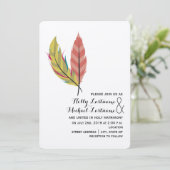 ボーホー フェザー ウェディング 招待状 (スタンド正面)