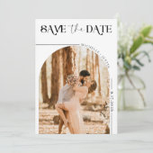 ボーホー フォト | 現代の結婚式 Save the Date 招待状 (スタンド正面)
