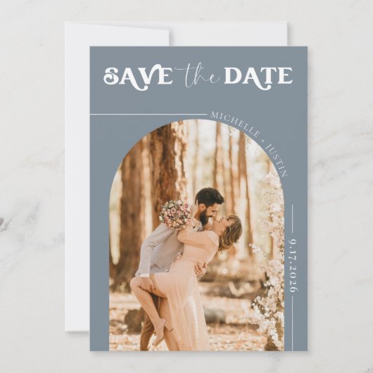 ボーホー フォト | 現代の結婚式 Save the Date 招待状 (正面)