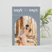 ボーホー フォト | 現代の結婚式 Save the Date 招待状 (スタンド正面)