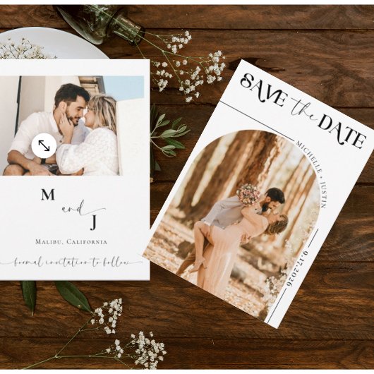 ボーホー フォト | 現代の結婚式 Save the Date 招待状