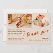 ボーホー フォト 秋の パンプキン ベイビー シャワー 招待状 (正面)