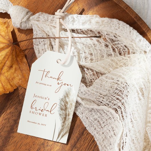 ボーホー フラフィー パンパス グラス ブライダル シャワー サンクス ギフトタグ