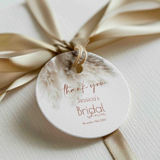 ボーホー フラフィー パンパス グラス ブライダル シャワー サンクス フェイバータグ