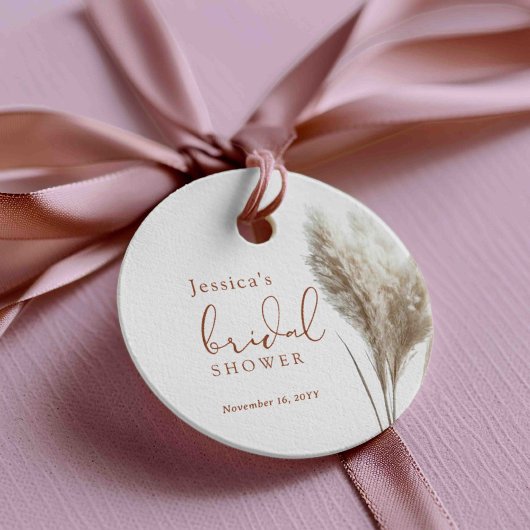 ボーホー フラフィー パンパス グラス ブライダル シャワー フェイバータグ