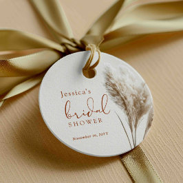 ボーホー フラフィー パンパス グラス ブライダル シャワー フェイバータグ