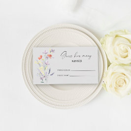 ボーホー フラワル ゲスハウ メニー キッシーズ ブライダル ゲーム エンクロージャーカード