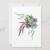 ボーホー フラワーとフェザー ベイビー シャワー 招待状 (裏面)