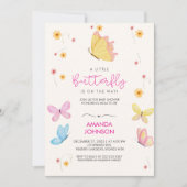 ボーホー フラワーのちょうちょベイビーシャワー 招待状 (正面)