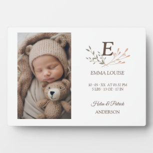 ボーホー フラワーのイニシャル ベビー ニューボーン フォトプラーク