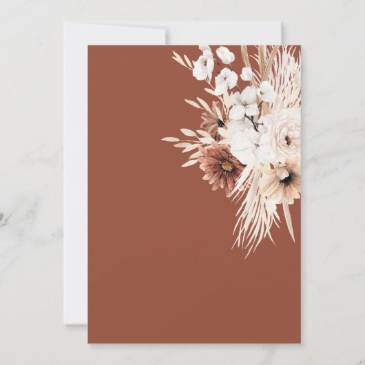 ボーホー フラワーのウェディング席次表カード 招待状 (裏面)