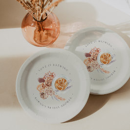 ボーホー フラワーのコーヒー「Love is Brewing」 ブライダルシャワー ペーパープレート