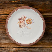 ボーホー フラワーのコーヒー「Love is Brewing」 ブライダルシャワー ペーパープレート