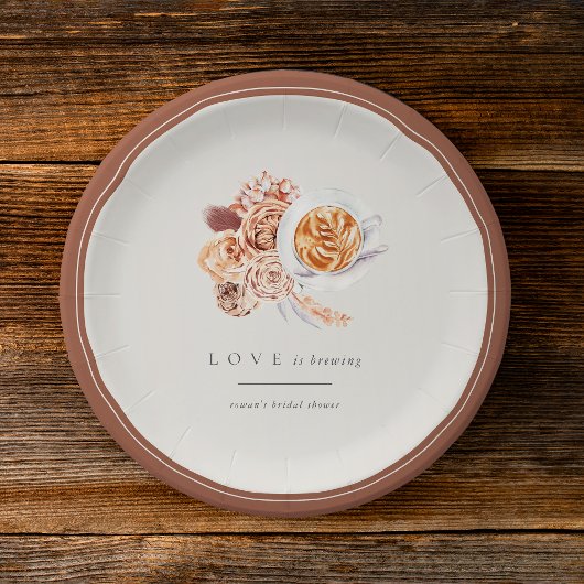 ボーホー フラワーのコーヒー「Love is Brewing」 ブライダルシャワー ペーパープレート