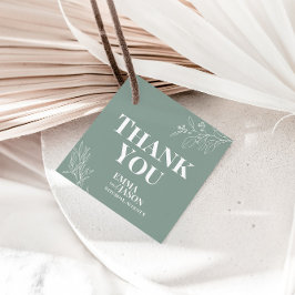 ボーホー フラワーのセージグリーン ウェディング サンクス ギフト タグ