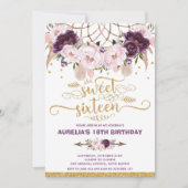 ボーホー フラワーのドリームキャッチャー スウィート 16th バースデー 招待状 (正面)