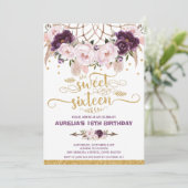 ボーホー フラワーのドリームキャッチャー スウィート 16th バースデー 招待状 (スタンド正面)