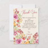 ボーホー フラワーの手描き ブライダルシャワーのお礼カード サンキューカード (正面)
