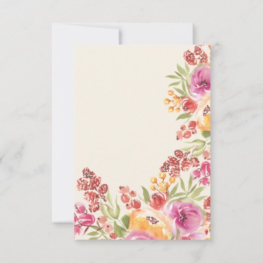 ボーホー フラワーの手描き ブライダルシャワーのお礼カード サンキューカード (裏面)