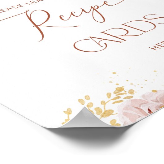 ボーホー フラワーの料理レシピカードをここに置いてください ポスター (角)