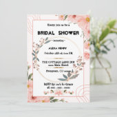 ボーホー フラワーの水彩画、女の子 赤ちゃん 招待状 (スタンド正面)