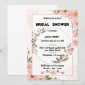 ボーホー フラワーの水彩画、女の子 赤ちゃん 招待状 (正面/裏面)