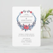 ボーホー フラワーの水彩 赤いバラ | 結婚式 招待状 (スタンド正面)