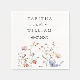 ボーホー フラワーの野生の花の結婚式 スタンダードカクテルナプキン