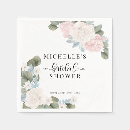 ボーホー フラワーズ ウィンター ブライダル シャワー スタンダードカクテルナプキン (正面)