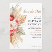 ボーホー フラワーズ エレガント オータム サマー ウェディング 招待状 (正面)