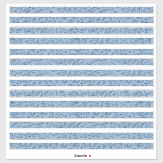 ボーホー フラワーズ クラシック ブルー 細いストリップス シール (シート)