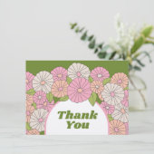 ボーホー フラワーズ - ピンク、グリーン、コーラル サンキューカード (スタンド正面)