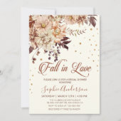 ボーホー フラワーズ フォール イン ラブ ブライダル シャワー 招待状 (正面)