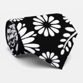 ボーホー フラワーズ ブラックアンドホワイト ベクトル フラワーパターン ネクタイ (ロール)