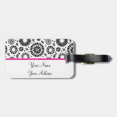 ボーホー フラワーズ ブラックアンドホワイト ベクトル フラワーパターン ラゲッジタグ (裏面横)