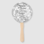 ボーホー フラワーズ ブラック ホワイト モダン ウェディング プログラム ハンドファン (正面)