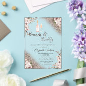 ボーホー フラワーズ ローズゴールド グリッター  ブランチ & バブルリー アクリル招待状 (インサイチュ (ウェディング))