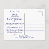 ボーホー フラワーズ 水彩 ブルー アスター 保存 日付 インビテーションポストカード (裏面)