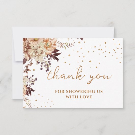 ボーホー フラワーズ 秋のブライダルシャワー 感謝カード (正面)