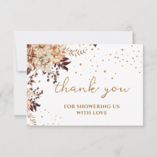 ボーホー フラワーズ 秋のブライダルシャワー 感謝カード