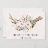 ボーホー フラワーズ & 鹿の角 アローズ ありがとうカード 招待状 (裏面)