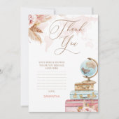 ボーホー フラワートラベル ブライダルシャワー 感謝カード 招待状 (正面)