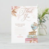 ボーホー フラワートラベル ブライダルシャワー 感謝カード 招待状 (スタンド正面)