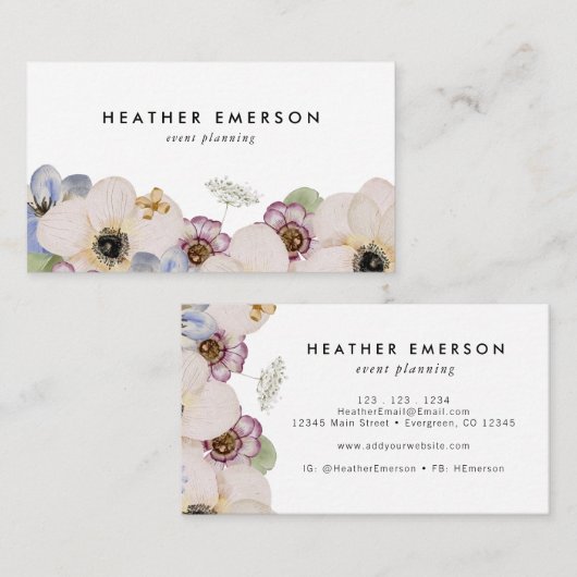 ボーホー フラワービジネスカード 名刺 (正面/裏面)